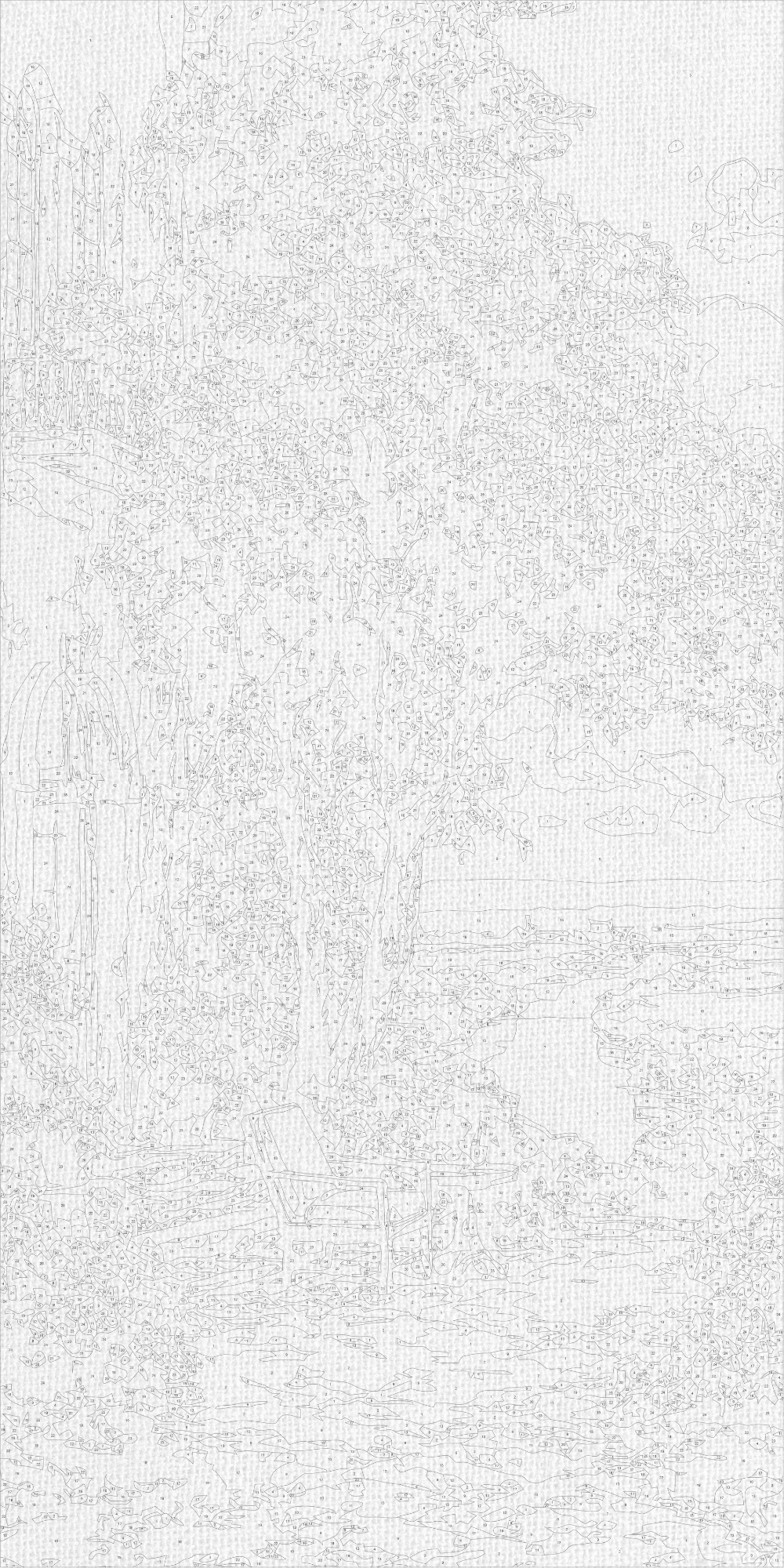 Maľovanie podľa čísel na ráme 40*80 cm - Záhrada pri rieke - Krajinka - LW 5168