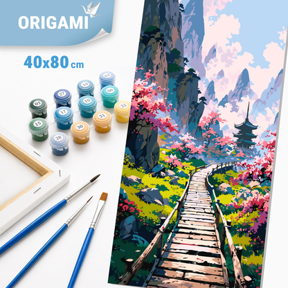 Számfestés kereten 40×80 cm tájkép - Rejtélyes japán kert LW 5169
