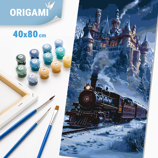 Számfestés kereten 40×80 cm cm – Téli út az álom felé. Tájkép LW 5173