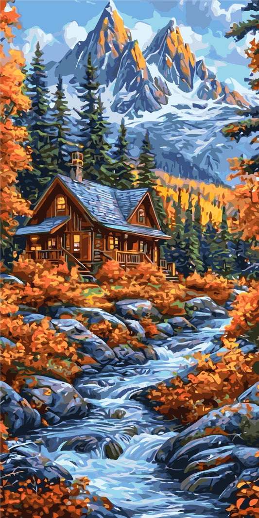 Maľovanie podľa čísel na ráme 40*80 cm - Jesenný les - Krajinka - LW 5175