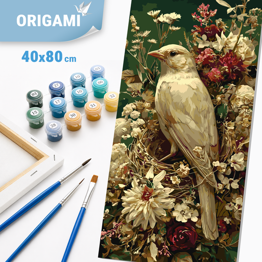 Számfestés kereten 40×80 cm cm – Madárka a szirmok között. Állatok LW 5189