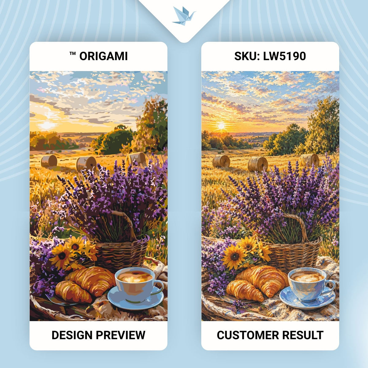 Számfestés kereten 40×80 cm – Levendulás reggel – Tájkép/Virágok/Csendélet – LW 5190