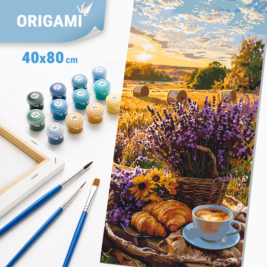 Számfestés kereten 40×80 cm cm – Levendulás reggel. Tájkép/Virágok LW 5190