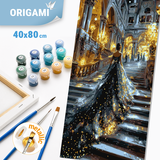 Számfestés kereten 40×80 cm cm – Lány a fénnyel. Emberek fémes színekkel LW 5191