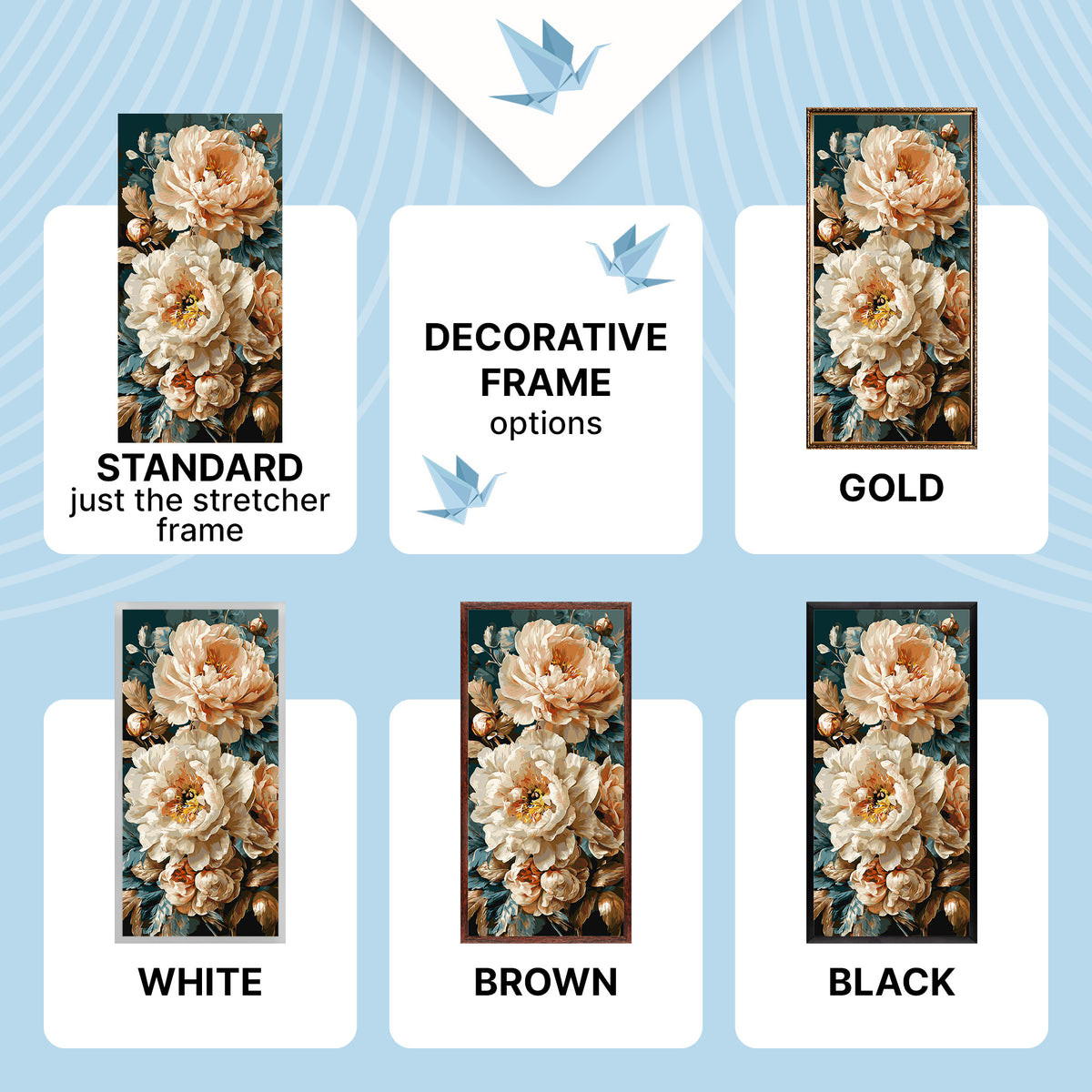 Számfestés kereten 40×80 cm – Gyöngyházfényű bazsarózsák fémes festékekkel – Virágok – LW 5193