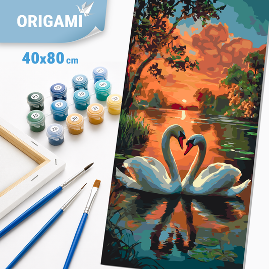 Számfestés kereten 40×80 cm cm – Hattyúi gyengédség. Állatok/Tájkép LW 5200