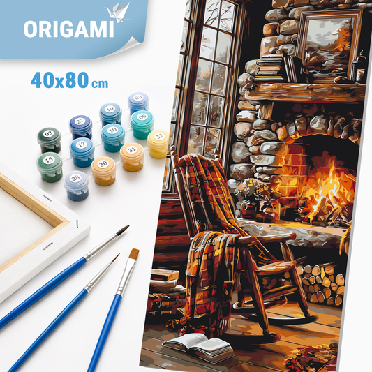 Számfestés kereten 40×80 cm cm – Otthoni kandalló. Csendélet LW 5202