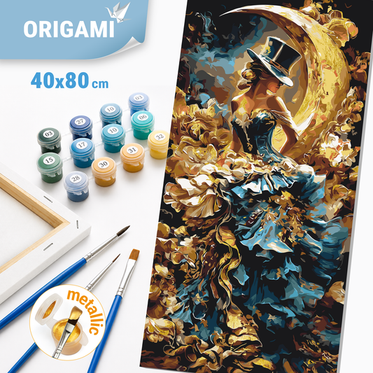 Számfestés kereten 40×80 cm cm – Elegáns lány. Emberek/Virágok fémes színekkel LW 5206