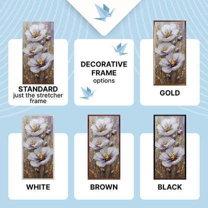 Számfestés kereten 40×80 cm – Gyengéd virágok fémes festékekkel – Virágok – LW 5207