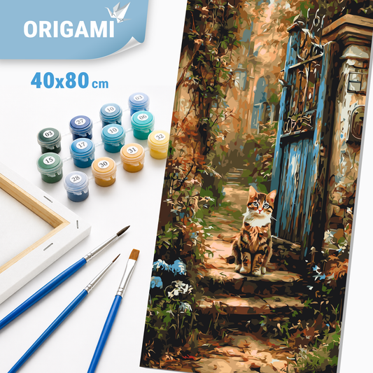 Számfestés kereten 40×80 cm cm – Macska a régi kapunál. Állatok LW 5210