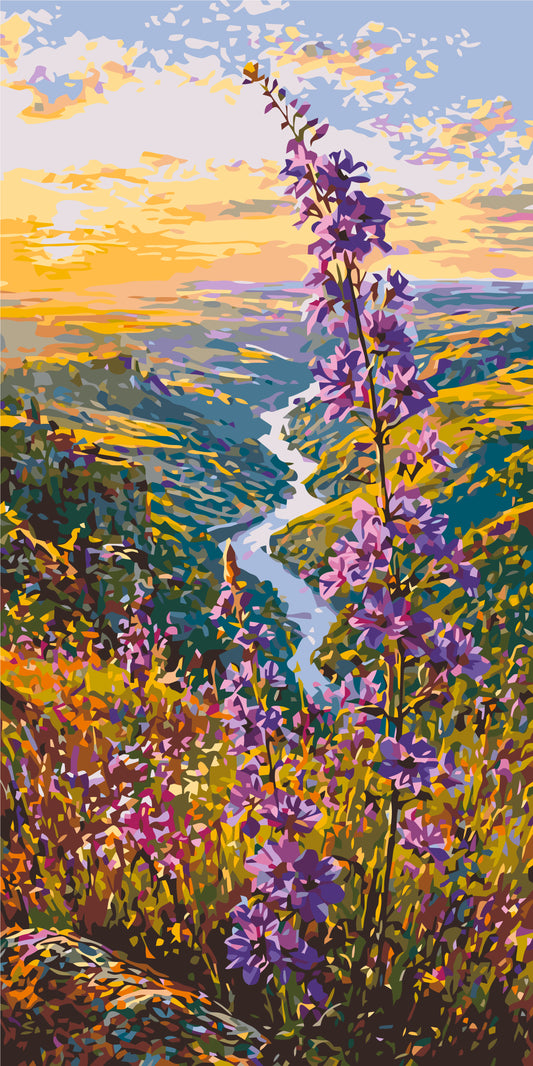 Maľovanie podľa čísel na ráme 40*80 cm - Levanduľová cesta - Krajinka - LW 5214