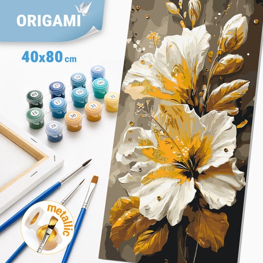 Számfestés kereten 40×80 cm cm – Luxus íriszek. Virágok fémes színekkel LW 5216