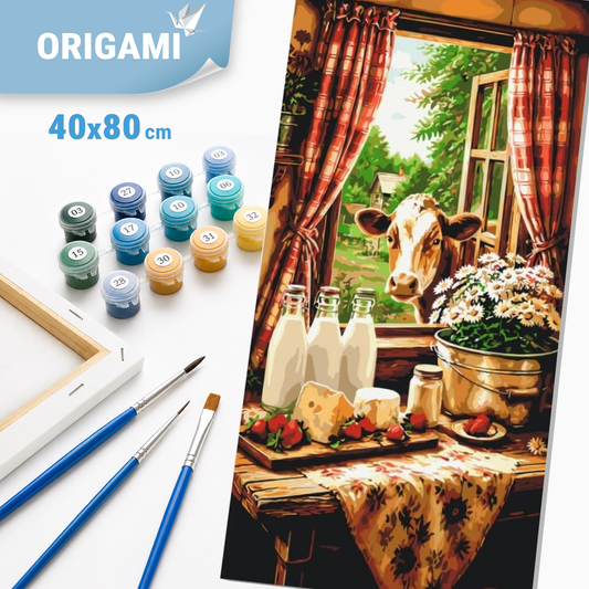 Számfestés kereten 40×80 cm cm – Vidéki idill tehénnel. Állatok LW 5219