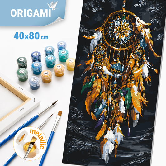 Számfestés kereten 40×80 cm cm – Álomfogó. Tájkép fémes színekkel LW 5220