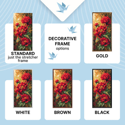 Számfestés kereten 40×80 cm – Fényes bazsarózsák fémes festékekkel – Virágok – LW 5224