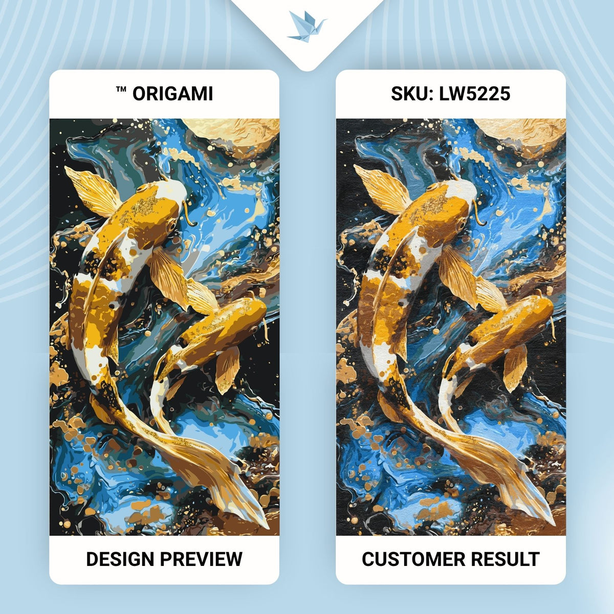 Számfestés kereten 40×80 cm – Koi halak fémes festékekkel – Állatok – LW 5225