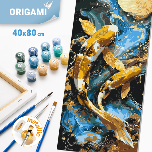 Számfestés kereten 40×80 cm cm – Koi halak. Állatok fémes színekkel LW 5225
