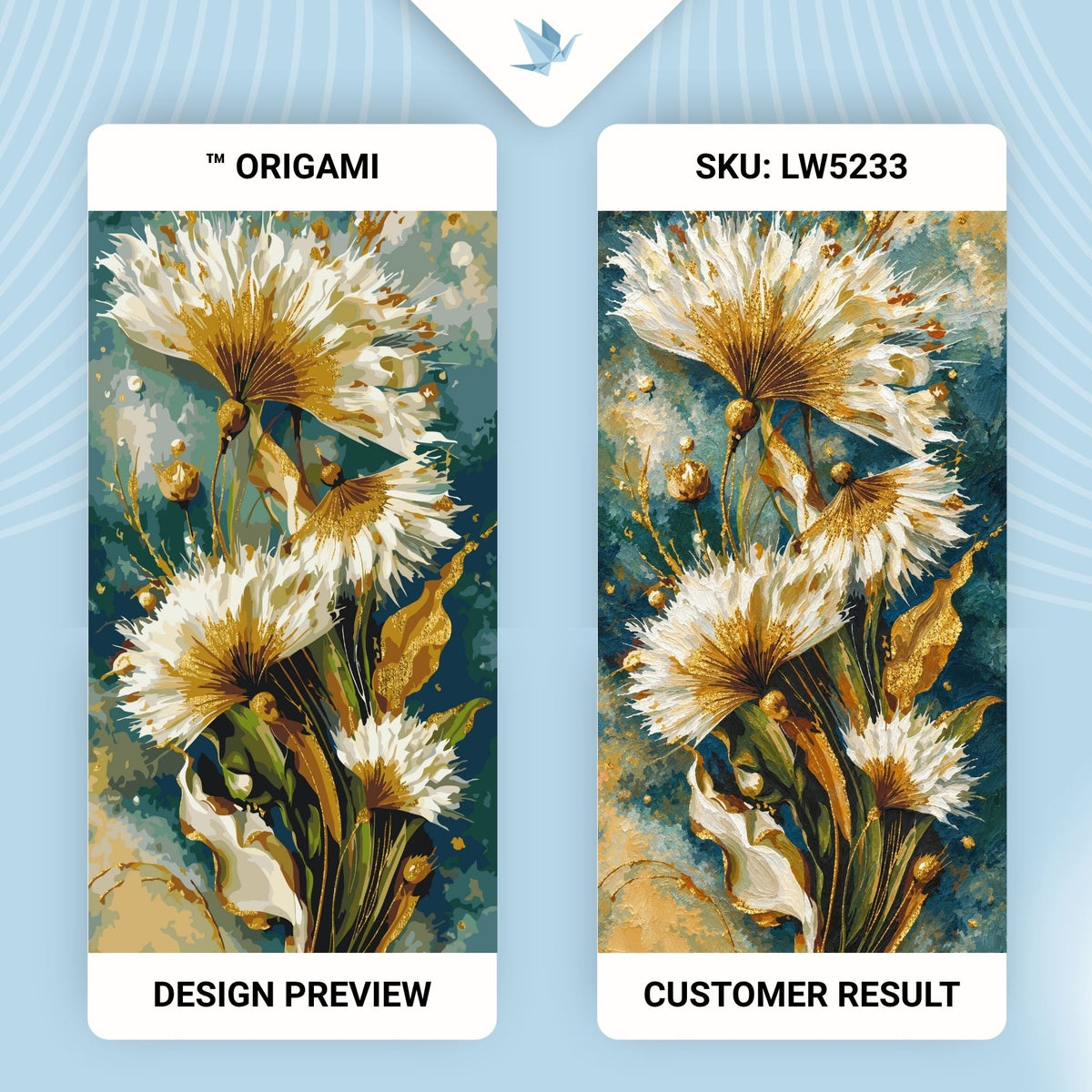 Számfestés kereten 40×80 cm – Pitypangok fémes festékekkel – Virágok – LW 5233