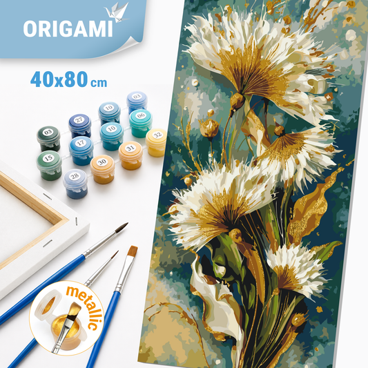 Számfestés kereten 40×80 cm cm – Pitypangok. Virágok fémes színekkel LW 5233