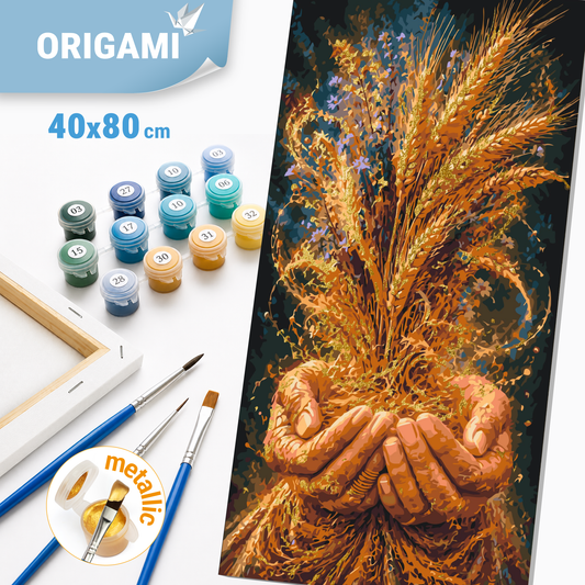 Paint by Numbers on a 40x80 cm frame - Ears of Abundance - Flowers/Landscape with Metallic Paints - LW 5240