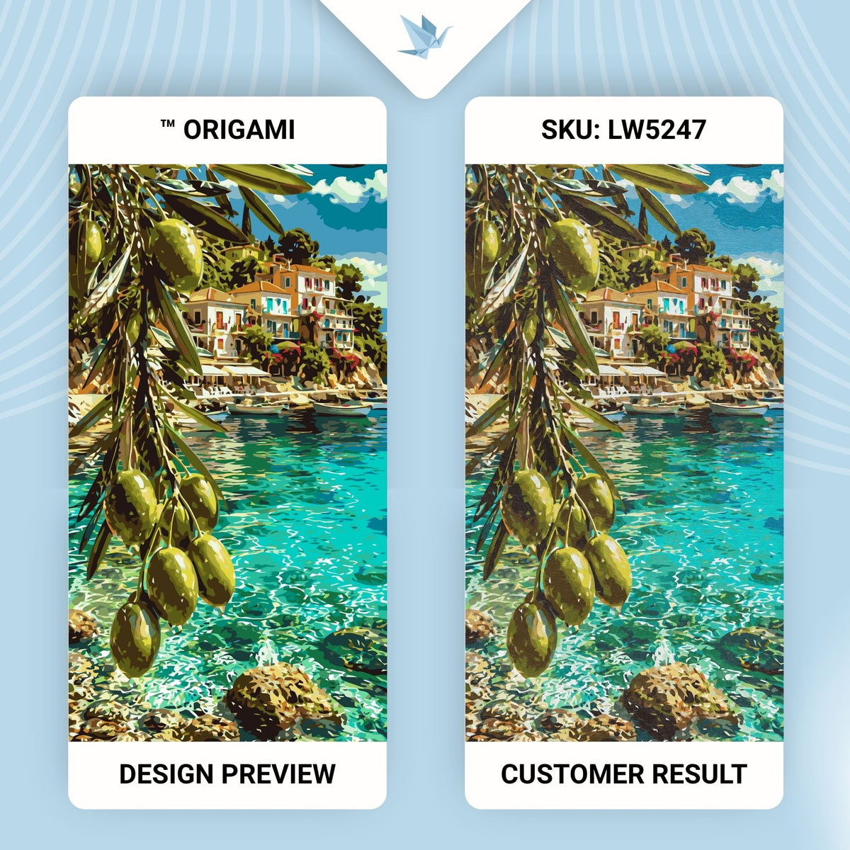 Számfestés kereten 40×80 cm – Mediterrán álom – olajbogyó-paradicsom – Tájkép – LW 5247