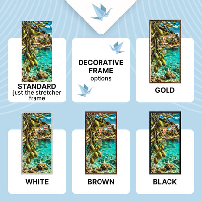 Számfestés kereten 40×80 cm – Mediterrán álom – olajbogyó-paradicsom – Tájkép – LW 5247
