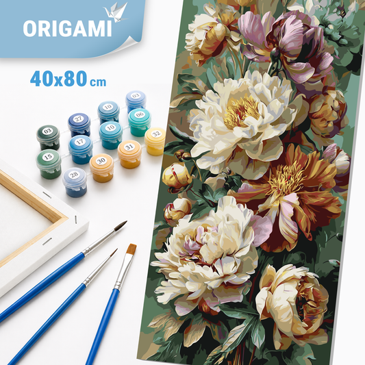 Számfestés kereten 40×80 cm cm – Fenséges bazsarózsa-csokor. Virágok LW 5250
