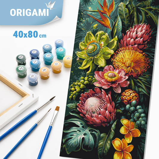 Paint by Numbers on a 40x80 cm frame - Tropical Symphony - Flowers - LW 5251
