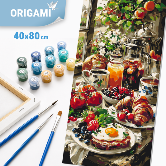 Számfestés kereten 40×80 cm cm – Reggeli a kertben. Csendélet LW 5255