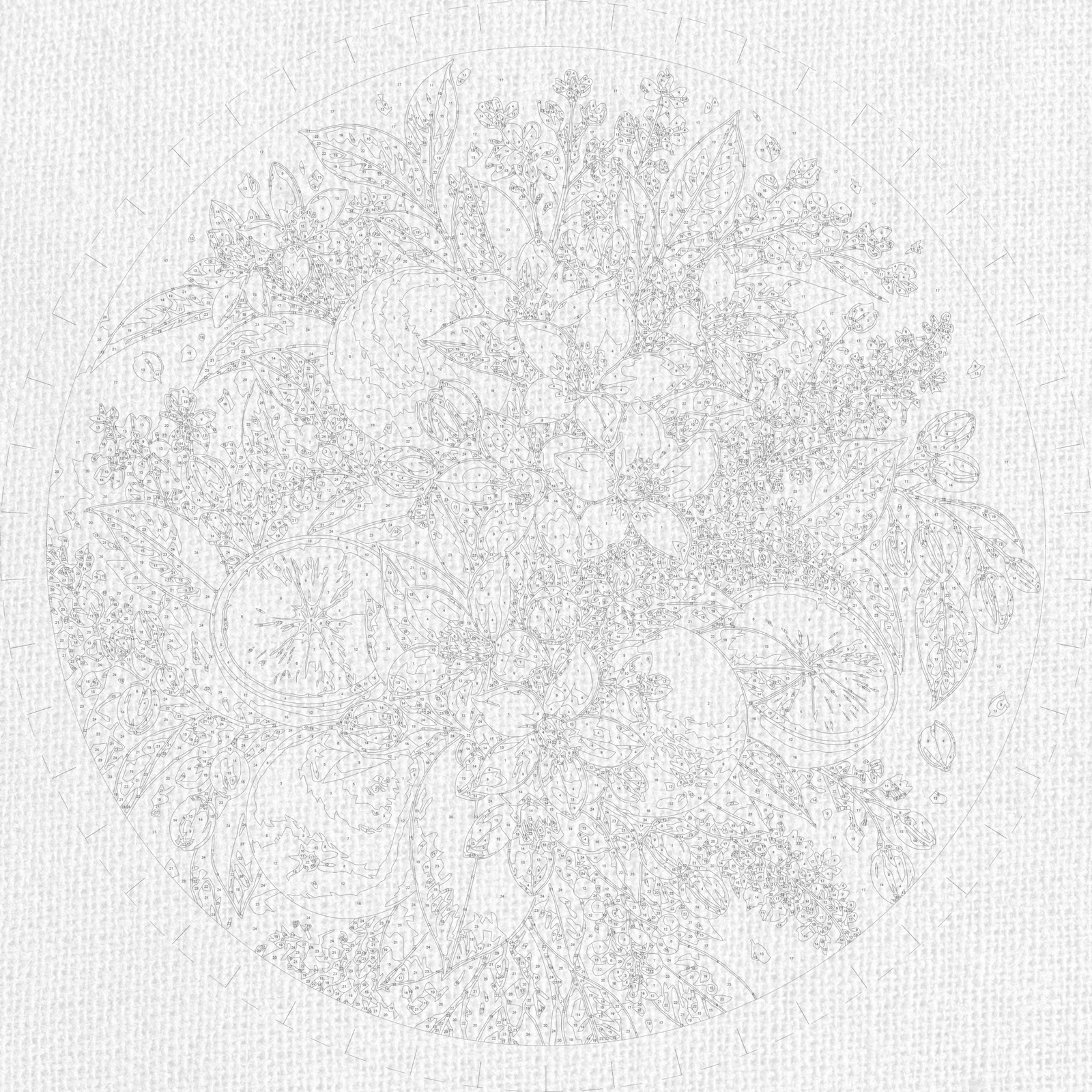 Okrúhle maľovanie podľa čísel Ø45 cm Zátišie. Citrusová vôňa OR 2010
