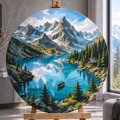 Kerek számfestés Ø45 cm – Hegyi tó – Tájkép – OR 2035