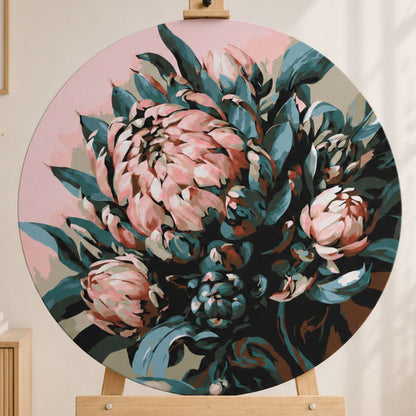 Kerek számfestés Ø40 cm – Gyengéd bazsarózsák – Virágok – OR 2044