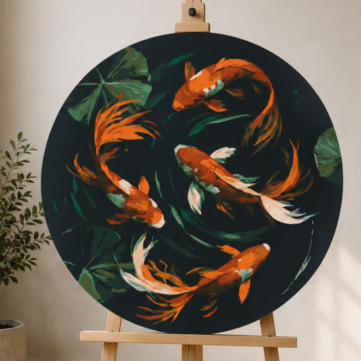 Kerek számfestés Ø40 cm – Japán koi pontyok – Tájkép/Állatok – OR 2049