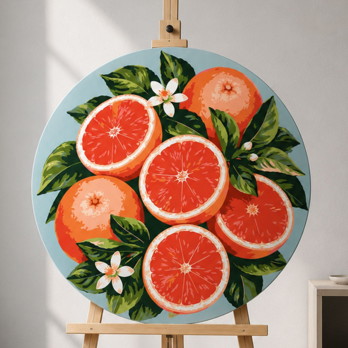 Kerek számfestés Ø35 cm – Rózsaszín grépfrút – Csendélet – OR 2051