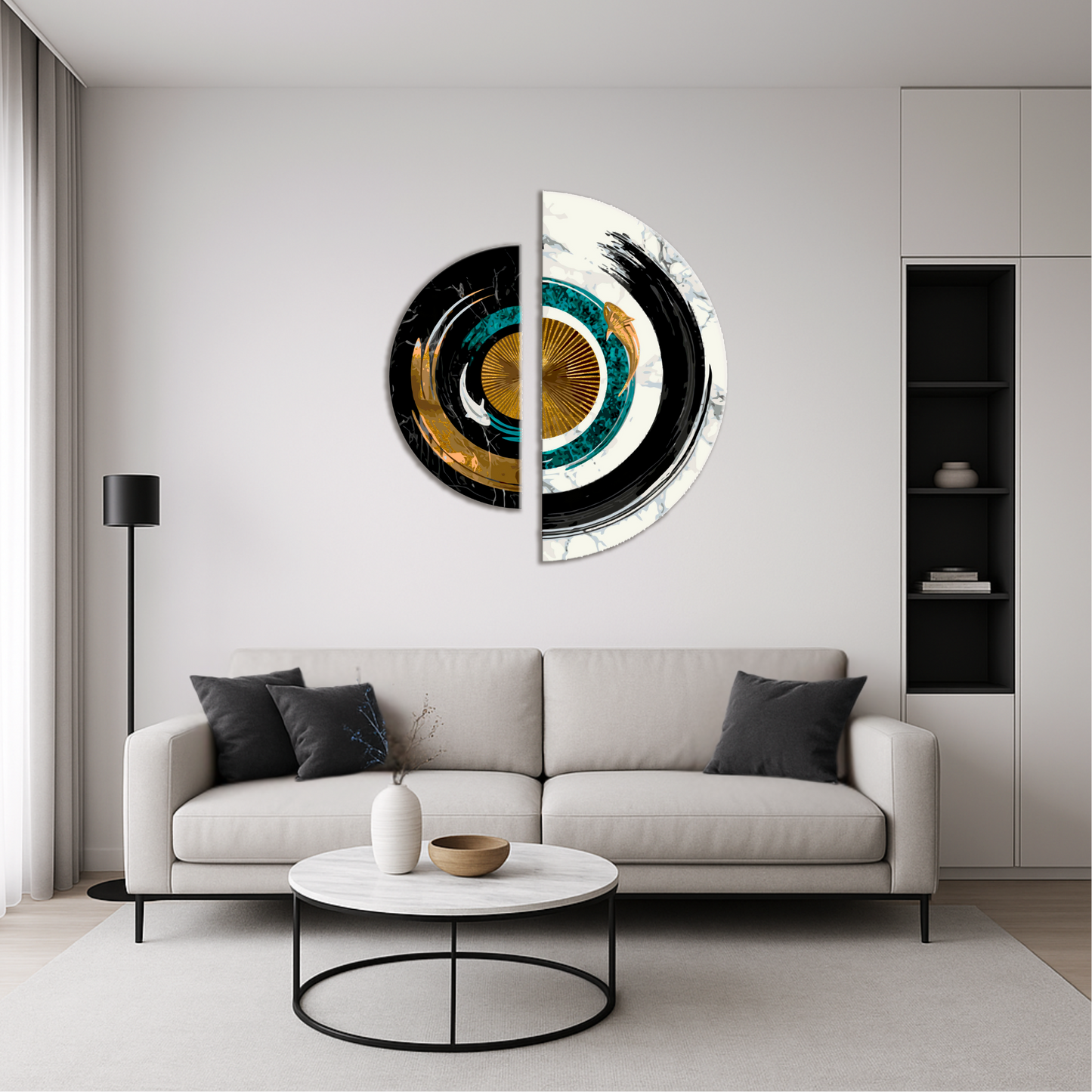 Számfestés kereten 70×70 cm Ellentétek egyensúlya fémes színekkel (félkörök) OSR 1001