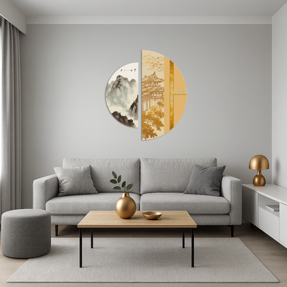 Számfestés kereten 70×70 cm Japán szellem fémes színekkel (félkörök) OSR 1004