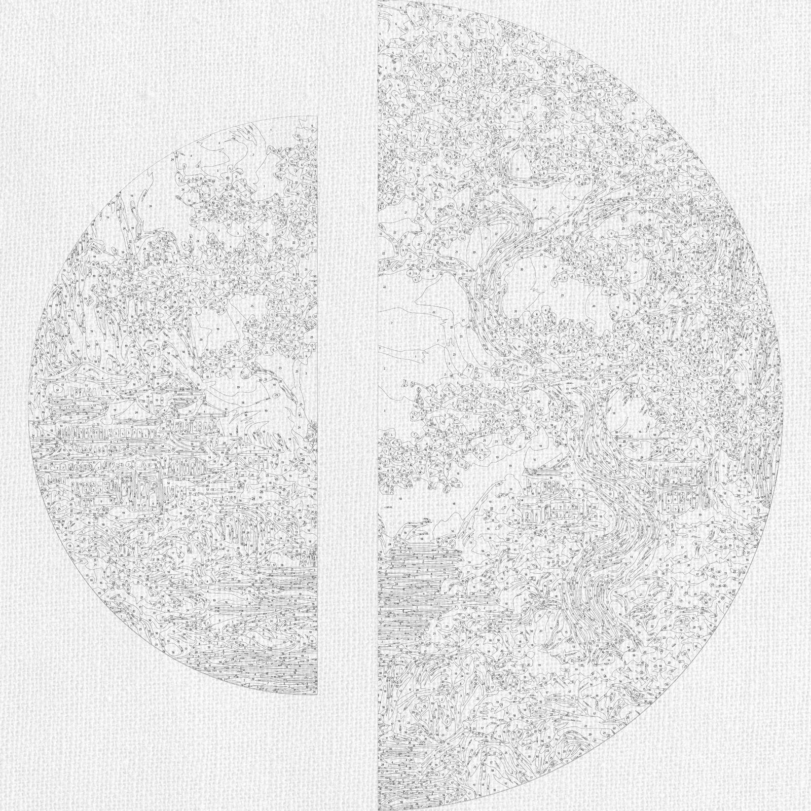 Maľovanie podľa čísel na ráme ⌀50 cm + ⌀70 cm - Japonský úsvit - Krajinka s metalickými farbami - OSR 1009