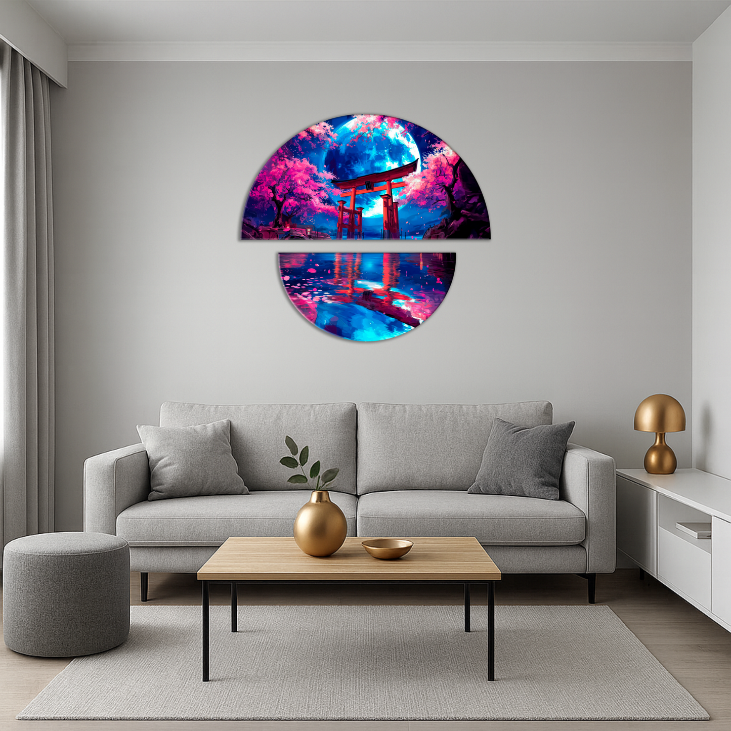 Maľovanie podľa čísel na ráme ⌀50 cm + ⌀70 cm - Japonská noc - Krajinka - OSR 1012