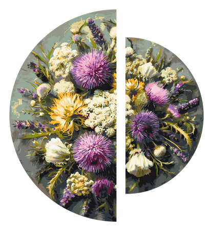 Maľovanie podľa čísel na ráme ⌀50 cm + ⌀70 cm - Fialové leto - Kvety - OSR 1019