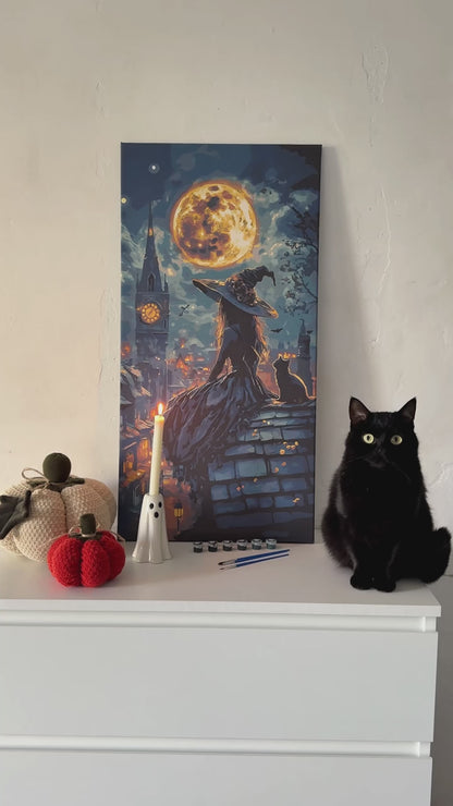 Számfestés kereten 40×80 cm Fiatal boszorkány fémes színekkel LW 5130