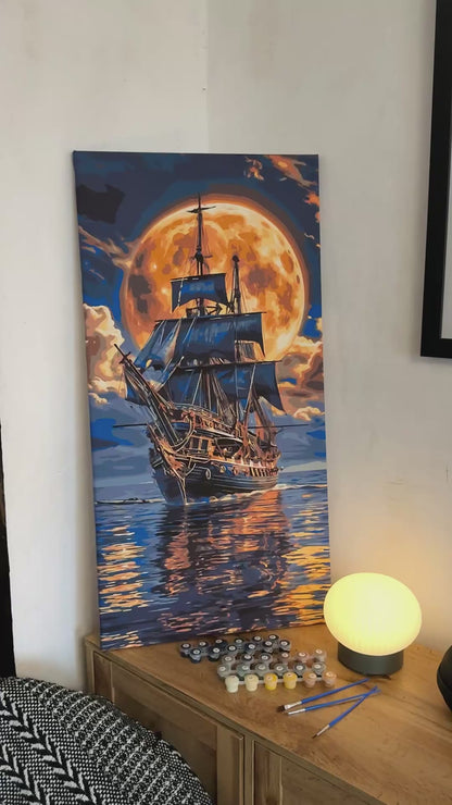 Számfestés kereten 40×80 cm. Hajó a tengeren LW 5108