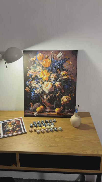 Számfestés kereten 40×50 cm Virágok - Buja csokor vázában LW 3174-01