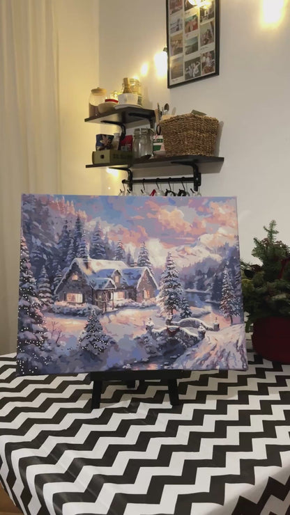 Maľovanie podľa čísel na ráme 40*50 cm – Zimné / Vianočné. Novoročná krajinka - LW 3253