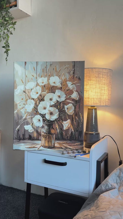 Számfestés kereten 40×50 cm Virágok. Pipacscsokor fémes színekkel LW 30491