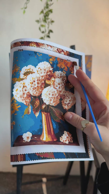 Számfestés kereten 40×50 cm Virágok. Hortenziacsokor fémes színekkel LW 3295