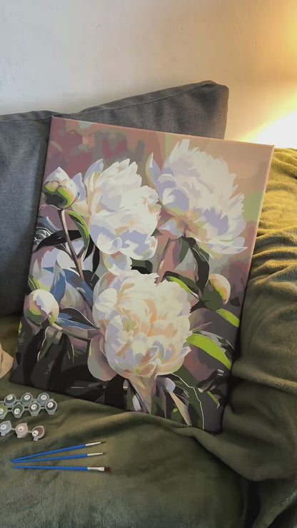 Számfestés kereten 40×50 cm – Virágok. Bazsarózsák harmóniája LW 3533